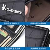 Playboy, мужской короткий бумажник, картхолдер для водительских прав, кожаный кошелек, из натуральной кожи