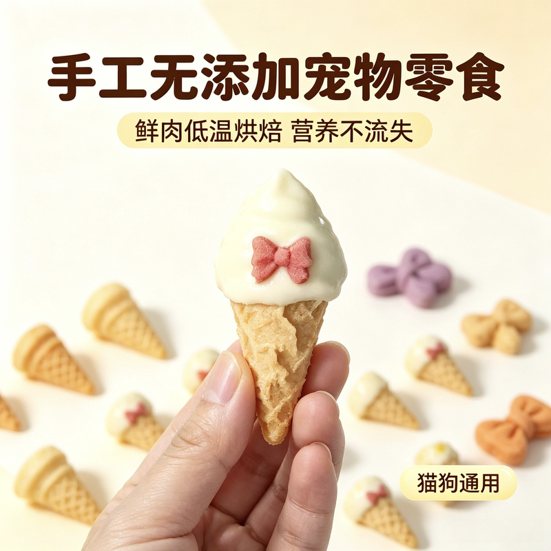 Universal Snacks for Pet Cats and Dogs, Handmade High-Temperature Baked Treats for Dog and Cat Training Rewards, Ice Cream-Shaped Freeze-Dried Chicken Universal Snacks for Pet Cats and Dogs, Handmade High-Temperature Baked Treats for Dog and Cat Training Rewards, Ice Cream-Shaped Freeze-Dried Chicken
