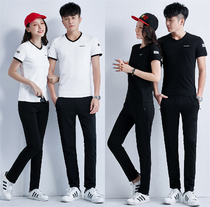 Sportswear couples 2021 summer new cotton casual set mens running short sleeve trousers two-piece thin