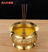 Pure copper incense burner household double-sided lettering God of Wealth to attract wealth into treasure incense burner for Buddha sandalwood incense burner indoor aromatherapy stove ornaments