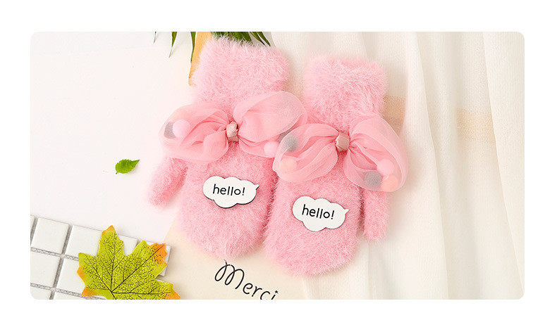 Детские перчатки, удерживающий тепло утепленный демисезонный детский милый комплект с бантиком 