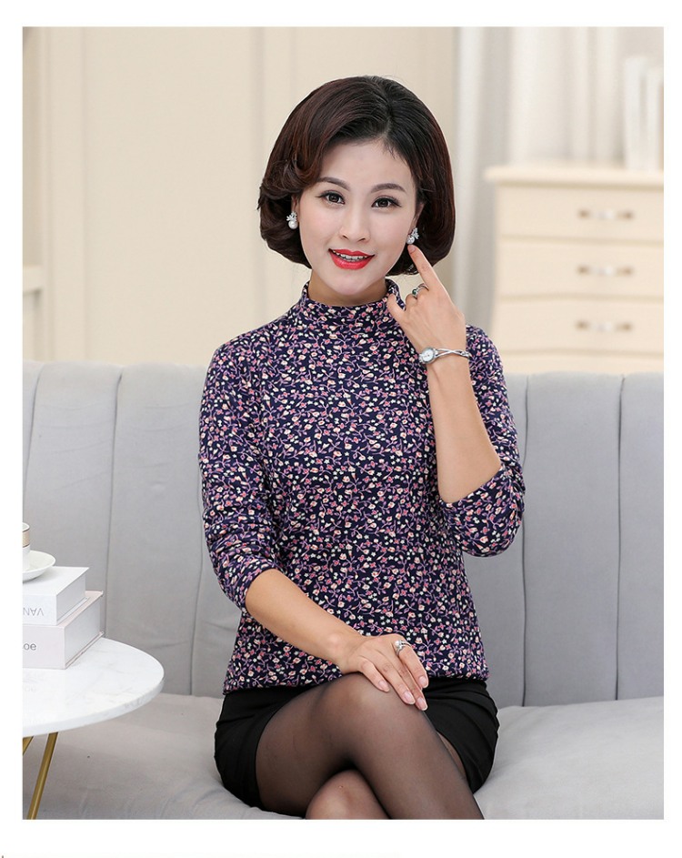 Mùa thu và mùa đông áo ấm của phụ nữ dài tay nửa cổ cao cộng với nhung dày cổ áo kích thước lớn trung niên mẹ đồ lót nhiệt quần giữ nhiệt nữ