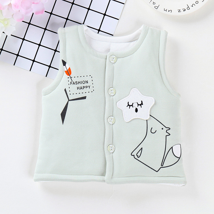 Áo vest cho bé mùa thu và mùa đông dày áo ấm cotton mở khóa áo thun bé trai