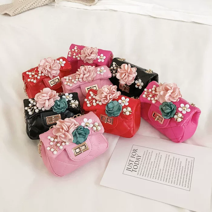 Детская сумка через плечо, модная маленькая сумка на одно плечо, стиль Chanel, цветочная узор