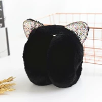 Черные блестки для ногтей, теплые наушники