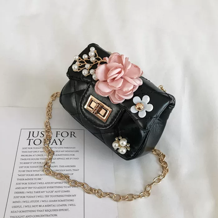 Детская сумка через плечо, модная маленькая сумка на одно плечо, стиль Chanel, цветочная узор