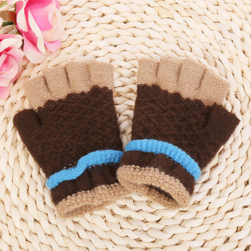 Демисезонные детские зимние удерживающие тепло перчатки для мальчиков и девочек, без пальцев 