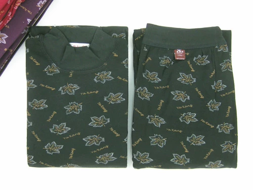 Демисезонное хлопковое тонкое базовое термобелье, свитер, комплект для пожилых людей, высокий воротник, цветочный принт, для среднего возраста, большой размер