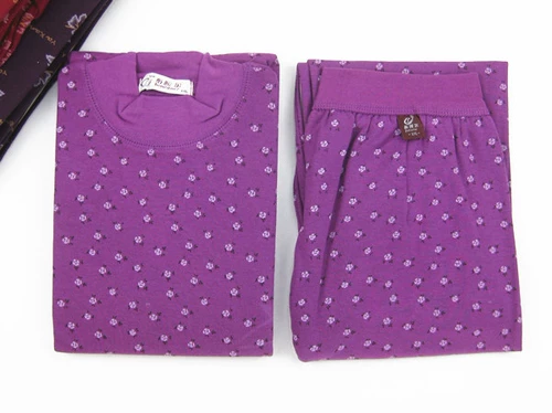 Демисезонное хлопковое тонкое базовое термобелье, свитер, комплект для пожилых людей, высокий воротник, цветочный принт, для среднего возраста, большой размер