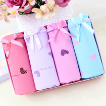 4 gift box high waist plus size plus fat hipster bow cute girl fat mm cotton underwear