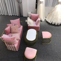 Golden wrought iron sofa chair Nordic simple cafe bar double seat clothing store casual combination sofa