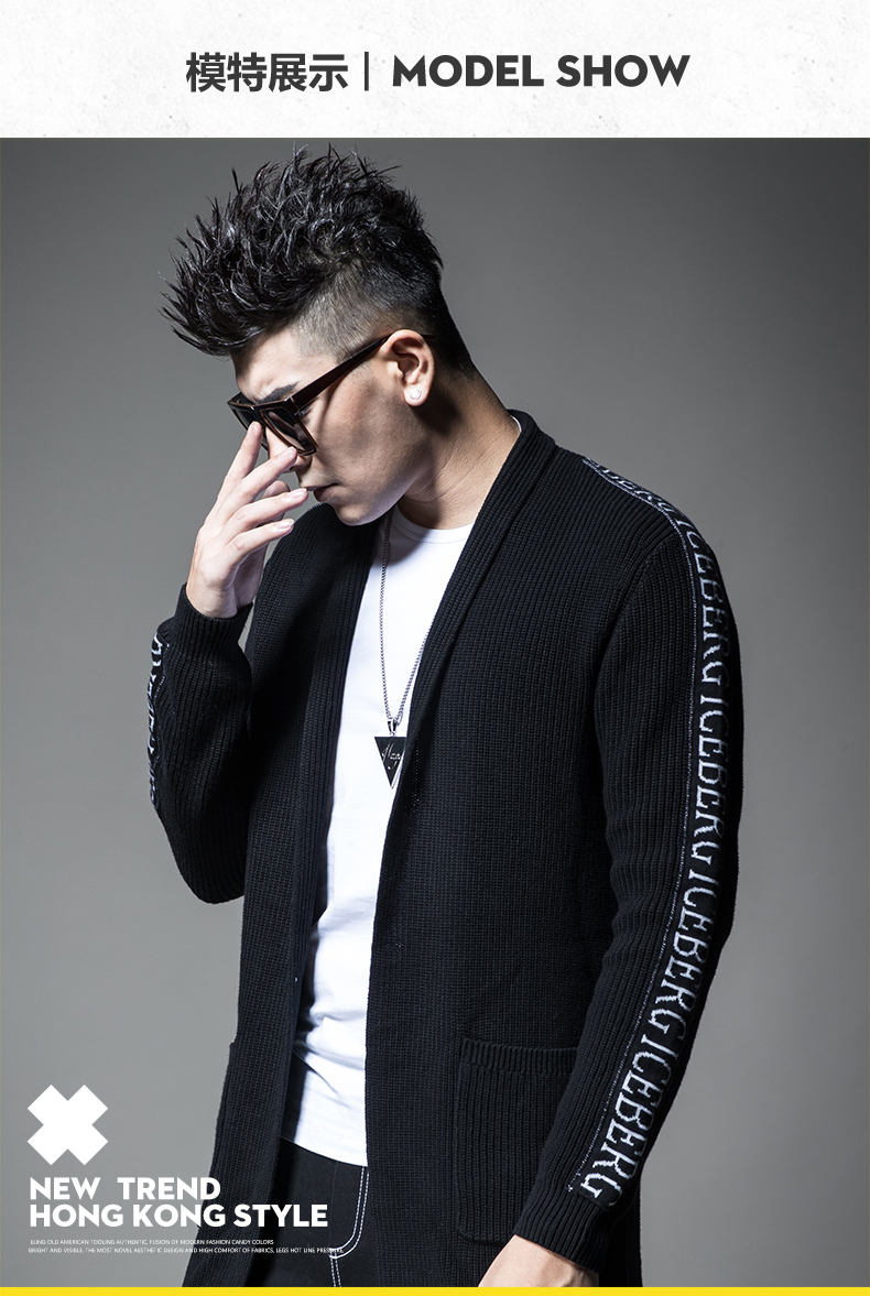SXF Saint Xi Fan Áo len dệt kim nam 2018 Thu mới Dòng áo len Ribbon Slim Áo len nam áo len kiểu hàn quốc cực đẹp
