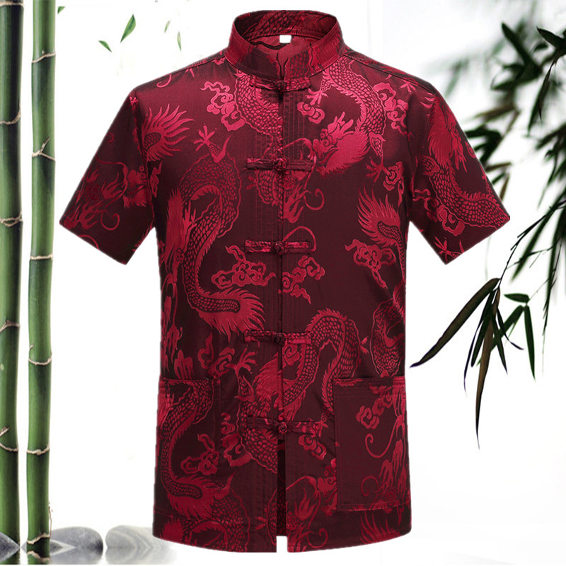 Mùa hè Trung Quốc Tang nam ngắn tay hàng đầu của Trung Quốc cải thiện áo gió thường Han quần áo lớn mã quần áo dân tộc nửa tay áo