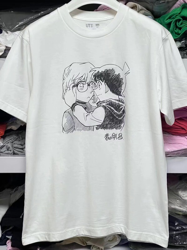 Detective Conan Collaboration Conan Haibara Kei Men's and Women's Clothing Aoyama Gosho Signature Print T-Shirt 456314 Detective Conan Collaboration Conan Haibara Kei Men's and Women's Clothing Aoyama Gosho Signature Print T-Shirt 456314