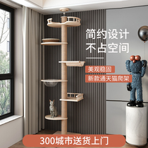 Cat climbing frame cat litter cat tree one Tongtianzhu solid wood board cat supplies do not take up space for large cat shelf
