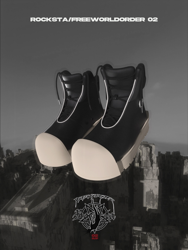 Rocksta X F.V.V.O Black and White Height-Increasing Thick-Soled Versatile High-Top Sneakers and Boots