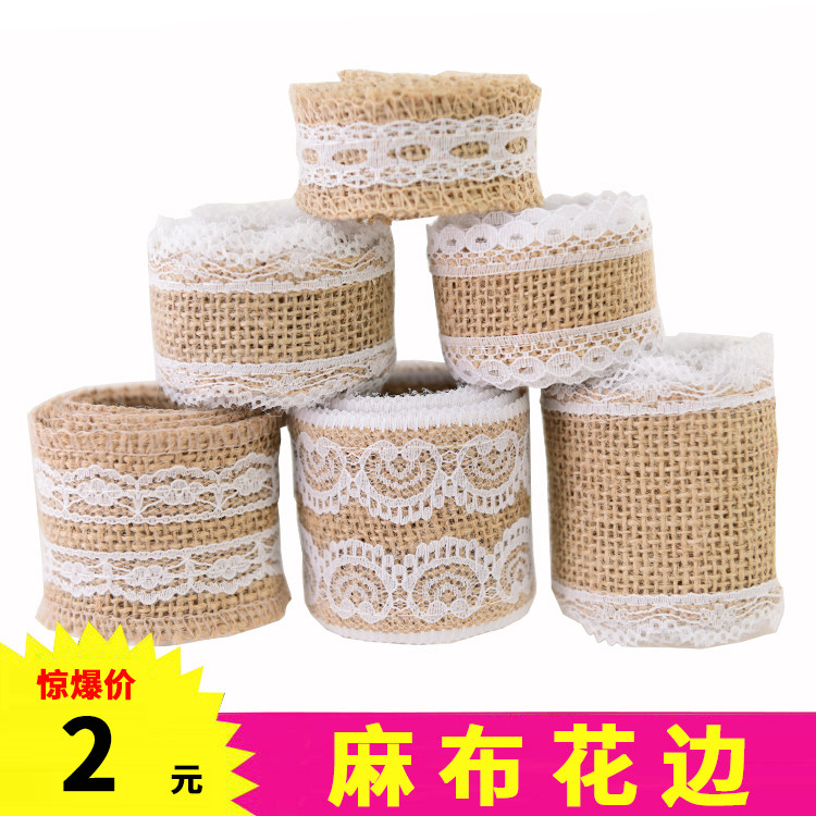 DIY Decorative Material Handmade Lace Hemp Clog Twist Bouquet Lace Rope Gift Packaging Box Strapping Decorative Silk Ribbon