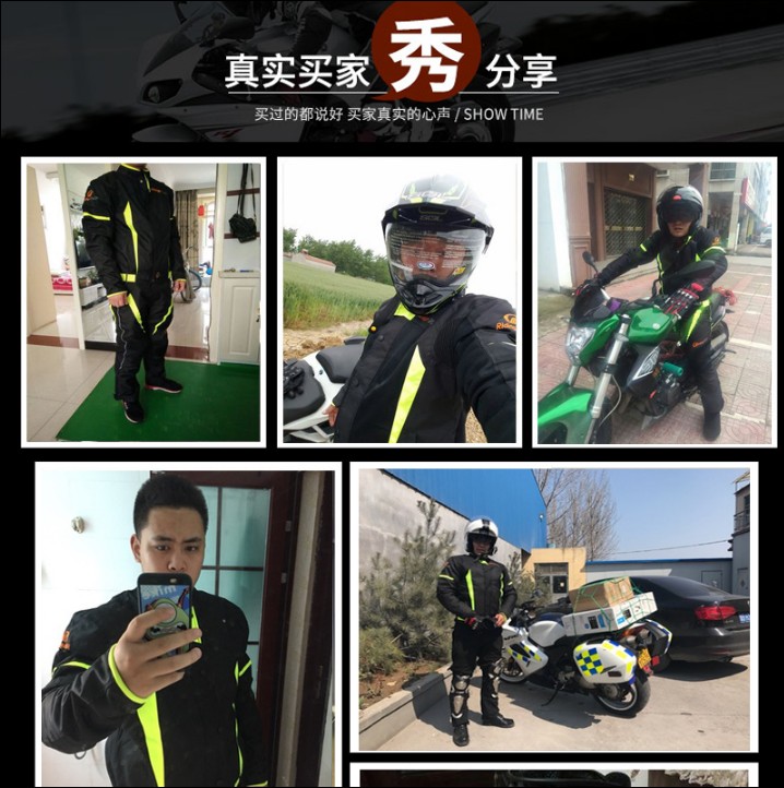 Mùa hè xe máy Jersey phù hợp với nam bốn mùa không thấm nước chống vỡ thiết bị xe máy thoáng khí đầy đủ bộ quần áo phản chiếu quần áo - Xe máy Rider thiết bị găng tay cụt ngón đi xe máy
