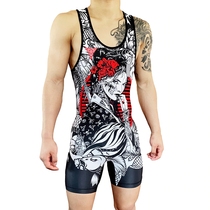 New one-piece Wrestling Suit Fitness Weightlifting Suit One-piece Swimsuit Team Training Suit can come and do it