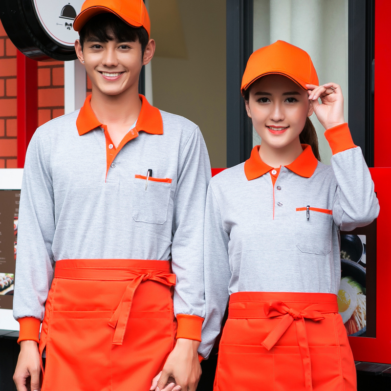 công việc khách sạn quần áo T-shirt mùa hè quần áo thức ăn nhanh bồi bàn hấp workclothes áo dài tay siêu thị cafe nhà hàng đồng phục