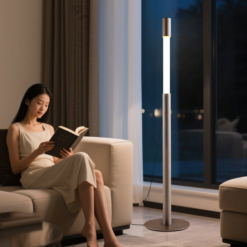 Italian Minimalist Floor Lamp Next to the Sofa in the Living Room, Bedroom Atmosphere, Light Luxury and High-End Feel, Retractable Bedside Lamp