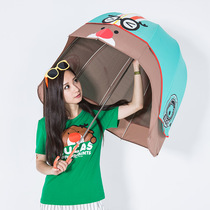 Creative personality parasol vinyl sunscreen parasol hipster students cute rain and rain with long handle helmet umbrella