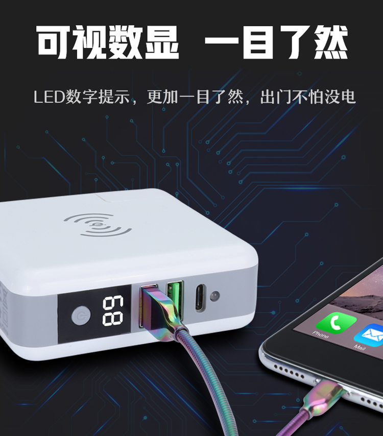 Tích hợp sạc không dây cắm kho báu đa chức năng sáng tạo giao diện ba trong một di động phổ công suất lớn di động - Ngân hàng điện thoại di động pin sạc dự phòng xiaomi gen 3