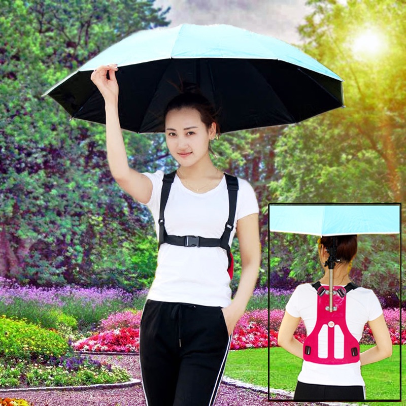 Umbrella that can be carried Backpack parasol Outdoor sun protection Overhead parasol Fishing umbrella Cap with baby artifact