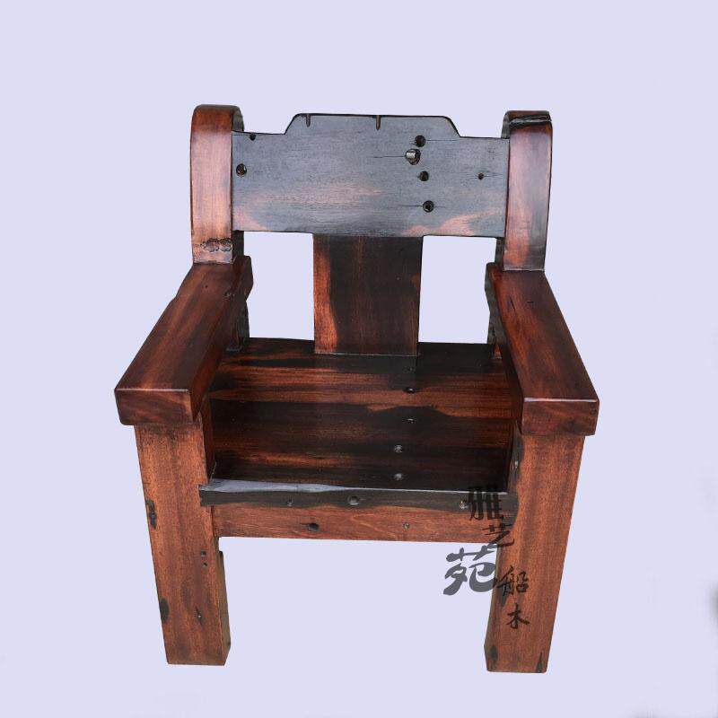 Old ship wood master chair outdoor leisure boss chair ancient ship wood office backrest master chair solid wood single sofa chair