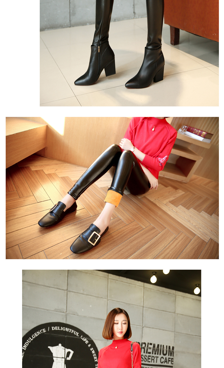 Quần legging giả da nữ mặc quần da cộng với quần nhung dày bó sát mới quần cạp cao cạp cao mùa thu đông quần lót nữ