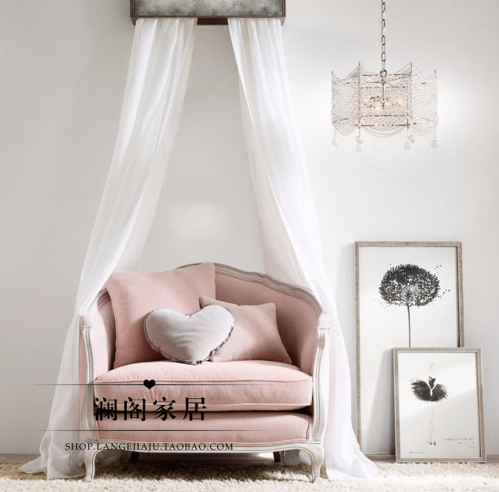 Style Solid Wood Single Sofa American European-style Villa Bedroom Living Room Single Solid Wood Sofa