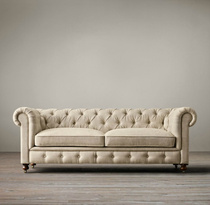 French villa Vintage linen art two three-person living room fabric sofa American European studio sofa