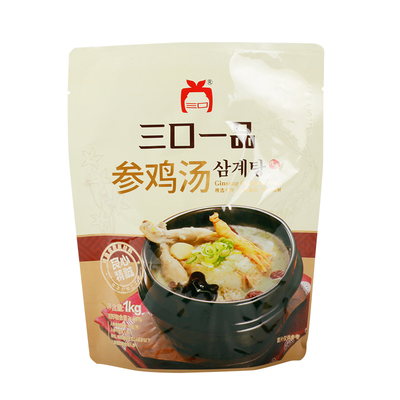 三口一品韩国参鸡汤整鸡速食人参鸡汤正宗韩式风味1000g*2袋装
