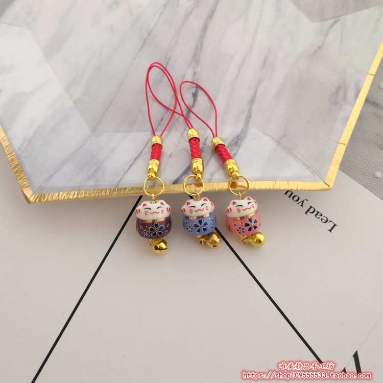 Miễn phí vận chuyển mèo Lucky mặt dây chuyền mặt dây chuyền nhỏ U đĩa mp3 túi điện thoại vài mặt dây chuyền móc chìa khóa dây chuông gốm - Phụ kiện điện thoại di động ốp lưng xs max đẹp