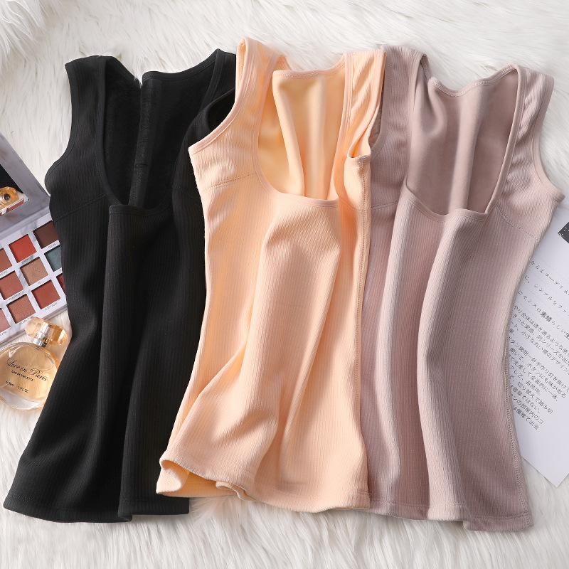 Winter Care Chest Open-chest Shapewear Warm Vest Woman Gvet Thickened Breastfeeding Tight Waistcoat Waistcoat Cotton Sweatshirt