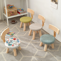 Childrens Short Stool Back Household Solid Wood Stool Four-foot Wood Fashion Creative Lovely Little Chair Simple