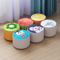 Small stool fashion creative bench household chair adult round pier sofa stool cloth solid wood shoe bench