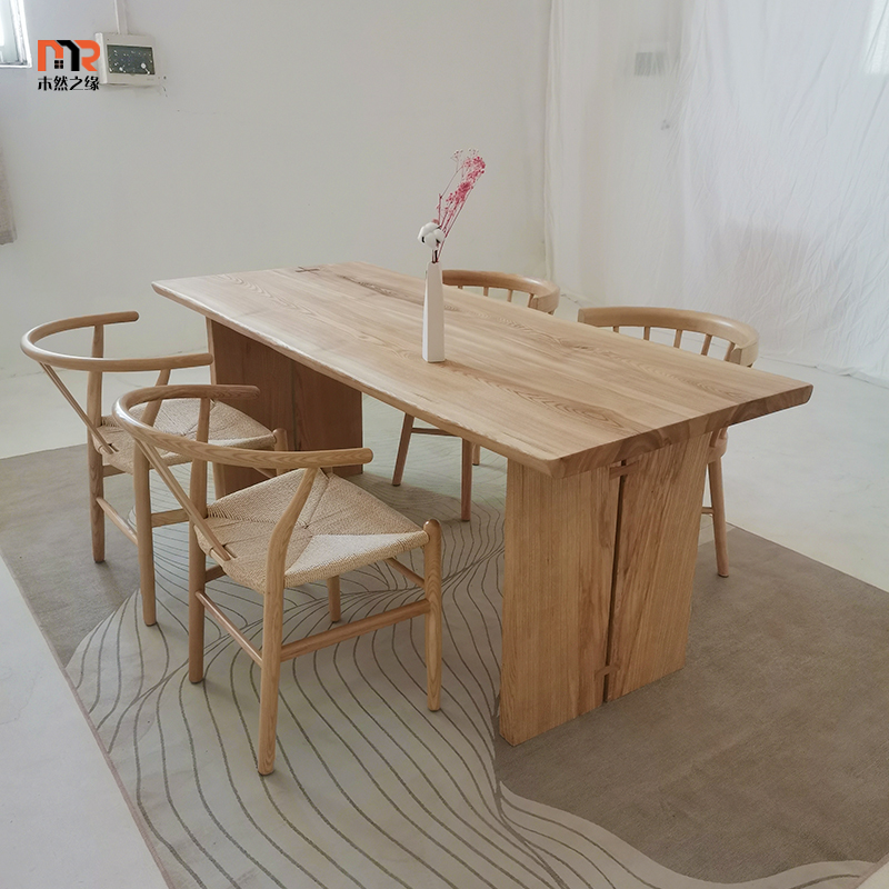 Island table one solid wood large board desk modern minimalist new Chinese long table home small apartment dining table
