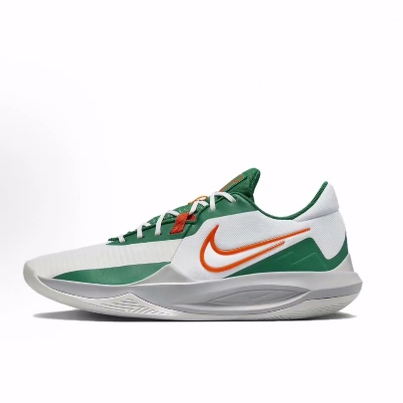 Nike Precision 6 Round-Toe Lace-Up Wear-Resistant Low-Top Basketball Shoes for Men and Women, White, Green and Orange Nike Precision 6 Round-Toe Lace-Up Wear-Resistant Low-Top Basketball Shoes for Men and Women, White, Green and Orange