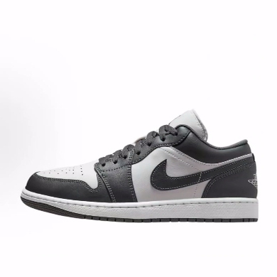 Jordan Air Jordan 1 Low Fashionable Low-Top Retro Basketball Shoes for Men and Women, Gray and White