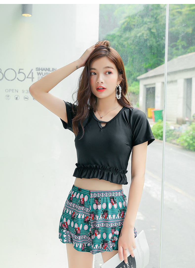Áo tắm nữ chia tay bảo thủ Hàn Quốc che bụng mỏng manh gợi cảm nhỏ nhắn ngực nhỏ tụ tập sinh viên tắm nước nóng mùa xuân 	đồ bơi 2 mảnh cột chéo eo	