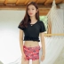 Áo tắm nữ chia tay bảo thủ Hàn Quốc che bụng mỏng manh gợi cảm nhỏ nhắn ngực nhỏ tụ tập sinh viên tắm nước nóng mùa xuân 	đồ bơi 2 mảnh short Bộ đồ bơi hai mảnh