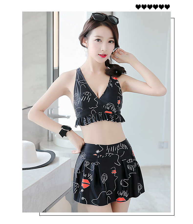 Áo tắm nữ ngực nhỏ thu thập bảo thủ chia bụng giảm béo tươi Hàn Quốc sinh viên eo cao váy tắm nước nóng mùa xuân - Bộ đồ bơi hai mảnh áo tắm 2 mảnh cạp cao	