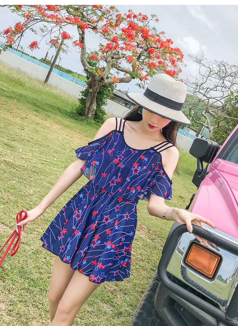 Áo tắm nữ Xiêm bảo thủ che bụng thon gọn ngực nhỏ tụ tập gợi cảm Hàn Quốc size lớn tắm nước nóng mùa xuân - Bộ đồ bơi One Piece áo bơi 1 mảnh