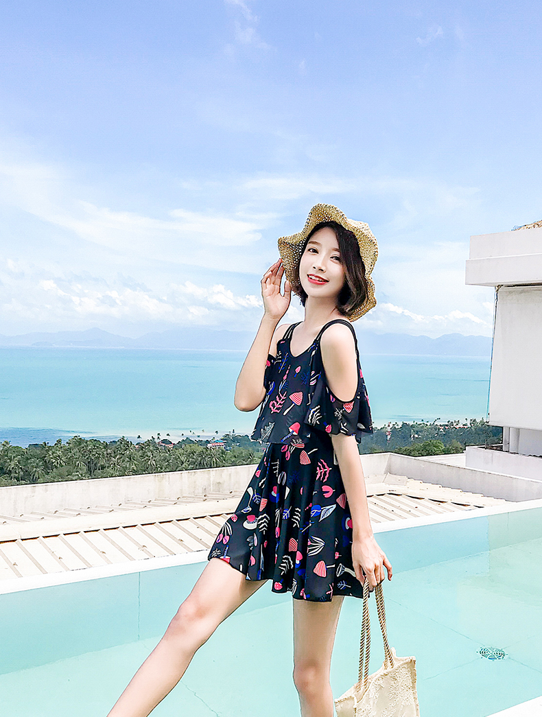 Bộ đồ bơi liền thân của phụ nữ áo tắm giảm béo bảo thủ Phiên bản mới của Hàn Quốc của bộ ngực nhỏ tập hợp đồ tắm spa kích thước lớn - Bộ đồ bơi One Piece bán áo bơi liền thân