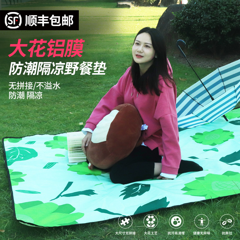 Picnic cushion anti-damp cushion thickened without parquet cool picnic cloth outdoor ground mat portable waterproof picnic nets red ins wind