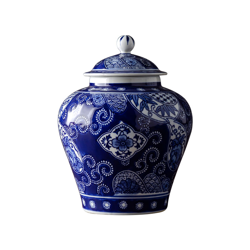 Jingdezhen porcelain dry flower vases, new Chinese style of archaize sitting room place wedding gift decoration porcelain with cover POTS