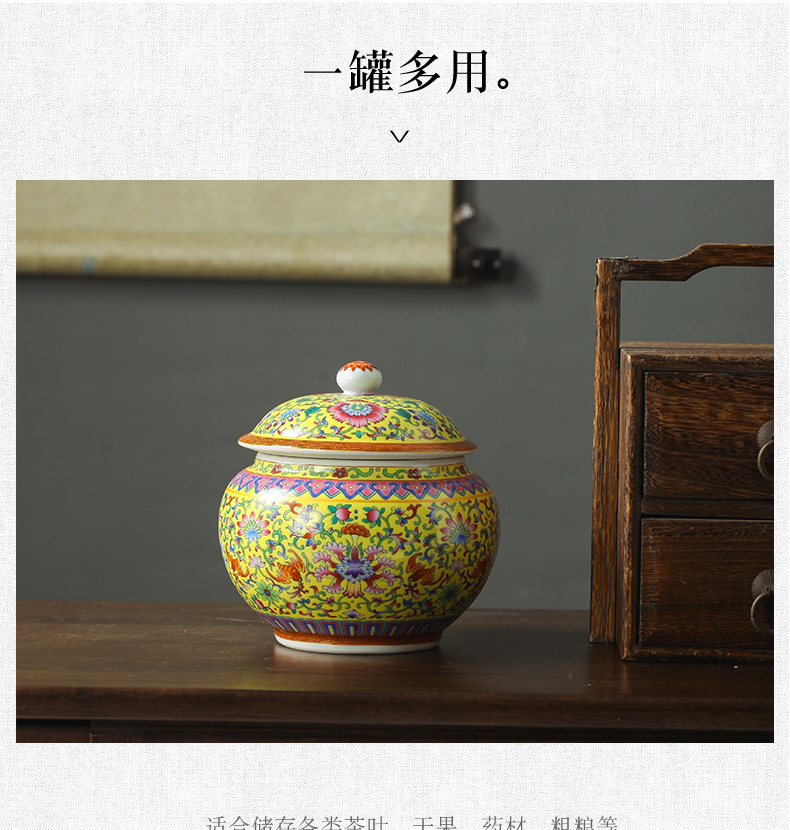 Jingdezhen ceramic hand - made pastel caddy fixings ceramic jar with cover household receives hand - made of pastel caddy fixings