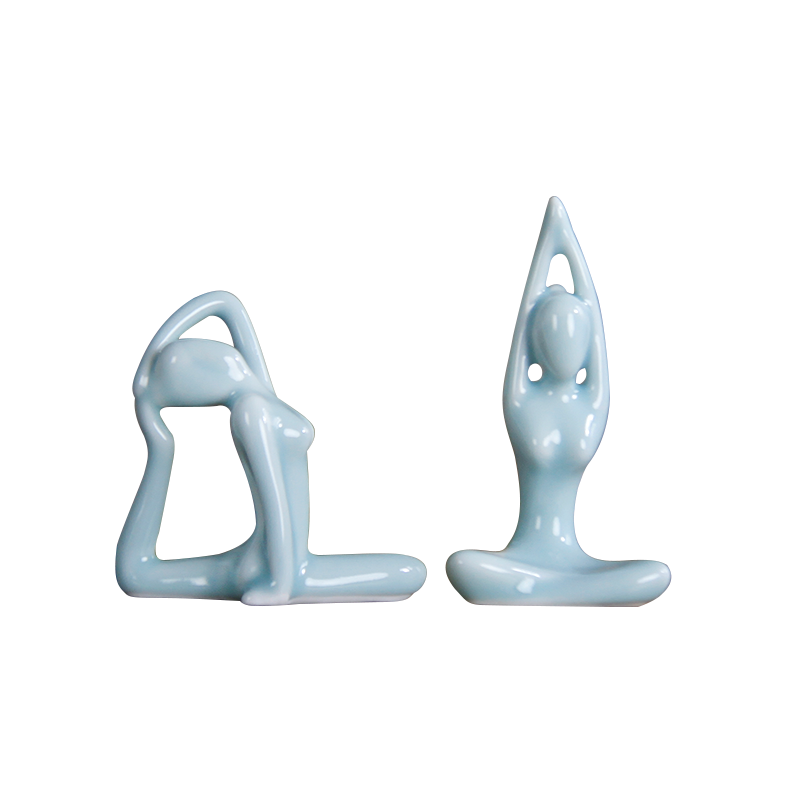 Chinese zen yoga ceramic figure small glass hydroponic flower furnishing articles I and contracted household living room