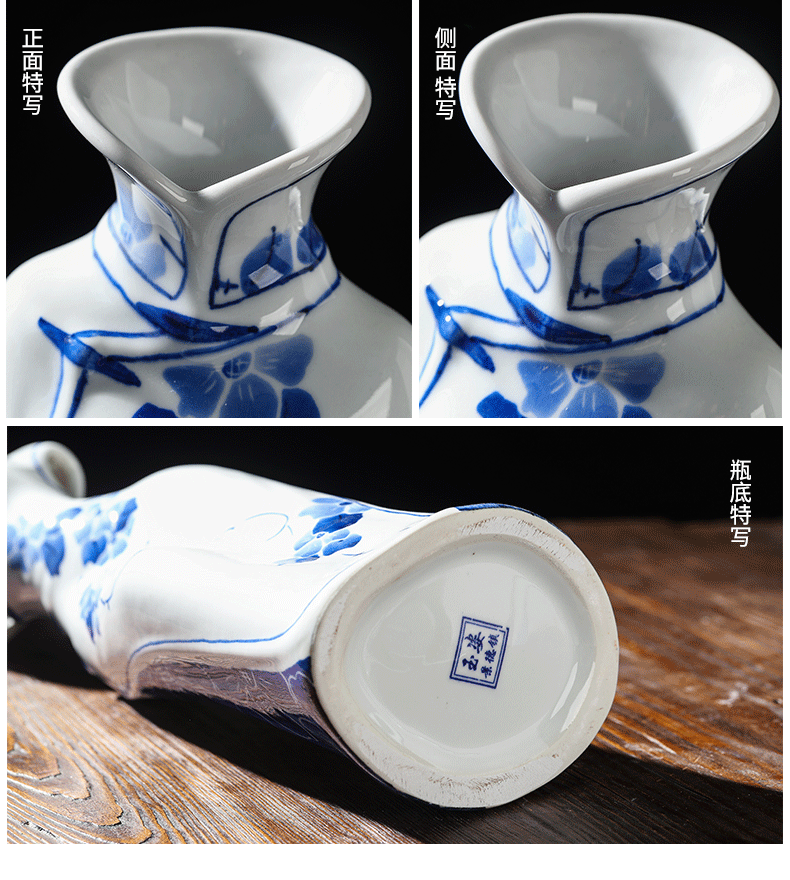 High temperature hydroponic ceramic vase cheongsam of jingdezhen blue and white porcelain vase qipao cheongsam vase classical Ming and the qing dynasty vase